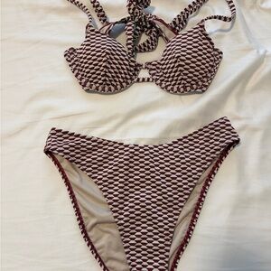 Cupshe brown and tan pattern bikini set